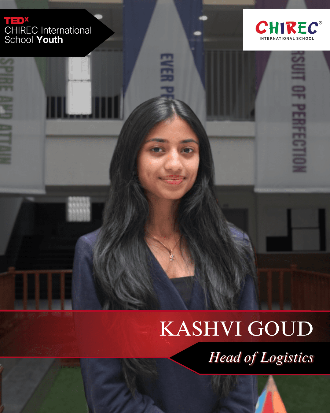Kashvi Goud is a Grade 12 CBSE student at CHIREC International School, pursuing Economics, Business, and Math. Actively building a foundation for a future in law and business, she aspires to become a corporate lawyer.
When she’s not working on The Prosperity Initiative or her research paper, you’ll probably find her binge-watching legal dramas. As the Head of Logistics for this year’s TEDx, Kashvi aims to make the conference one to remember—ensuring that every detail is handled with precision and efficiency. She’s excited to be working with the team and looks forward to bringing this event to life!